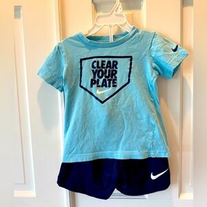 Nike baseball tee shirt and mesh shorts set 4T